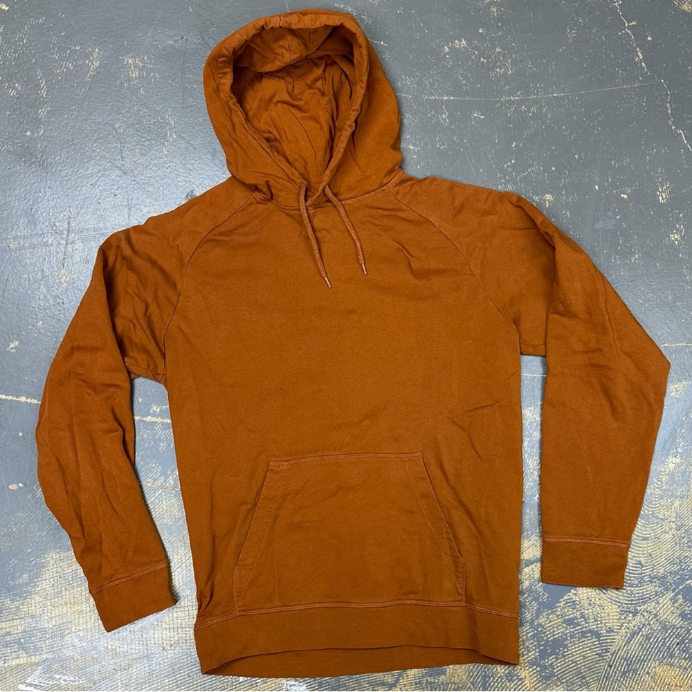 H&M Pullover Hooded Sweater Cotton Medium Mustard Brown